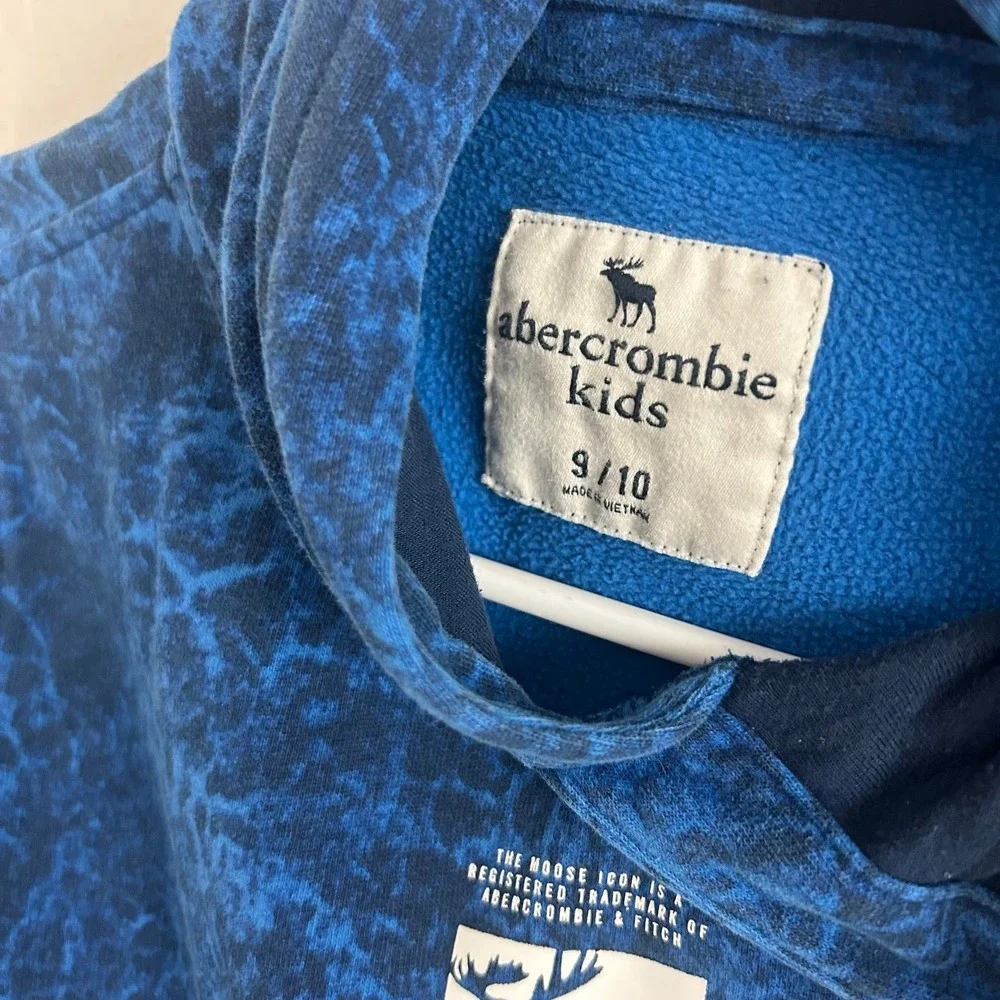 Abercrombie Kids Boys Blye & Black Hoodie Sweatshirt Size 9-10